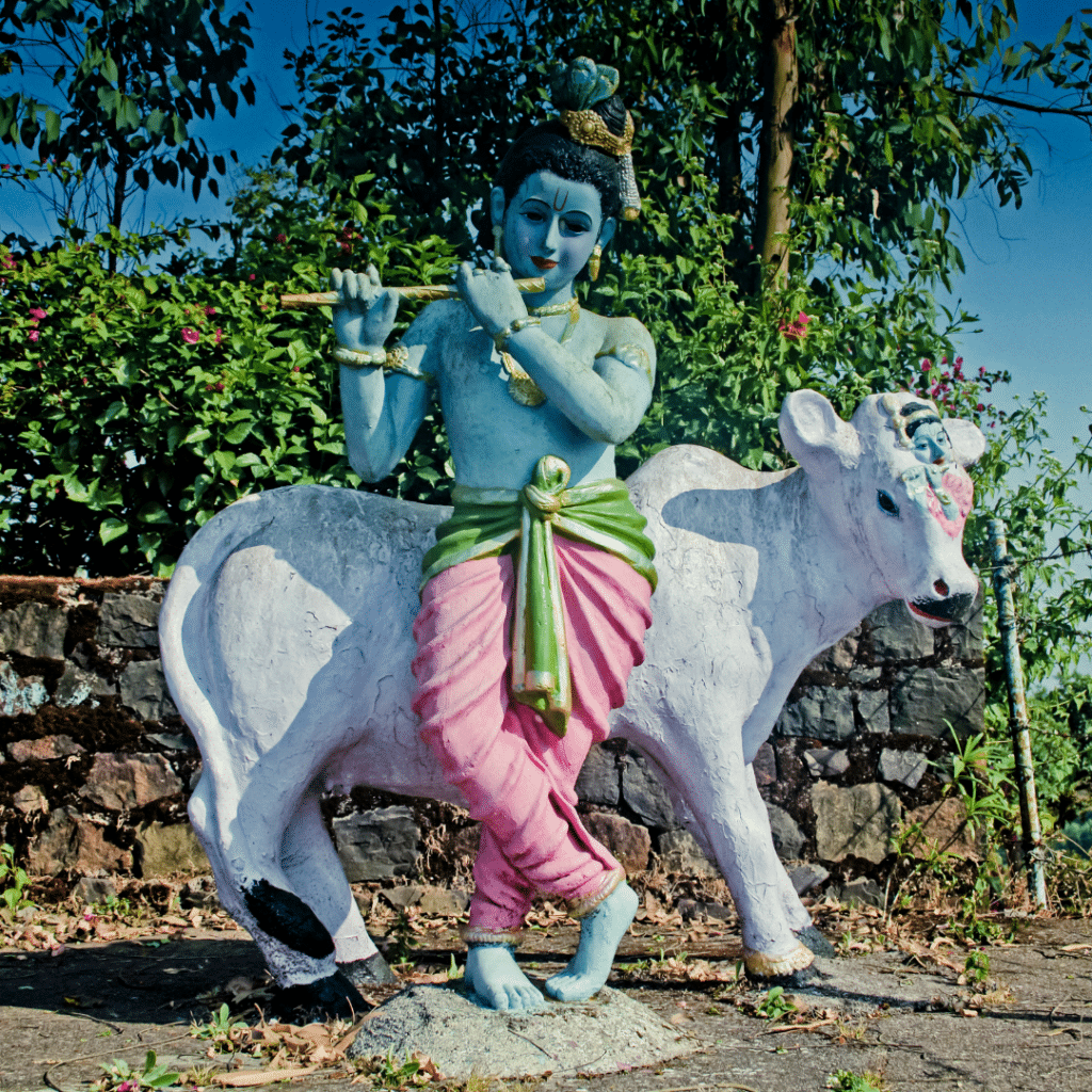 Krishna am Kühe hüten